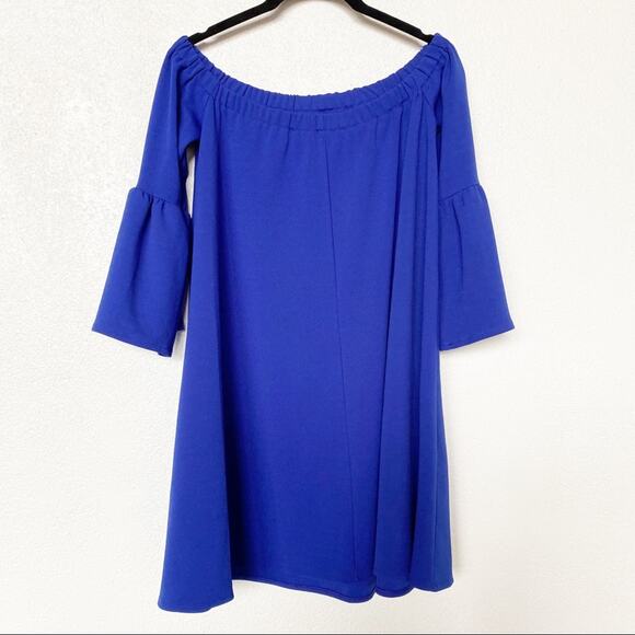 ASOS Blue Off the Shoulder Bell Sleeve Dress Size 0 - Picture 6 of 6
